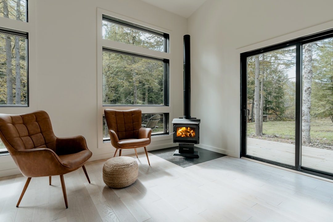Salon avec poêle à bois